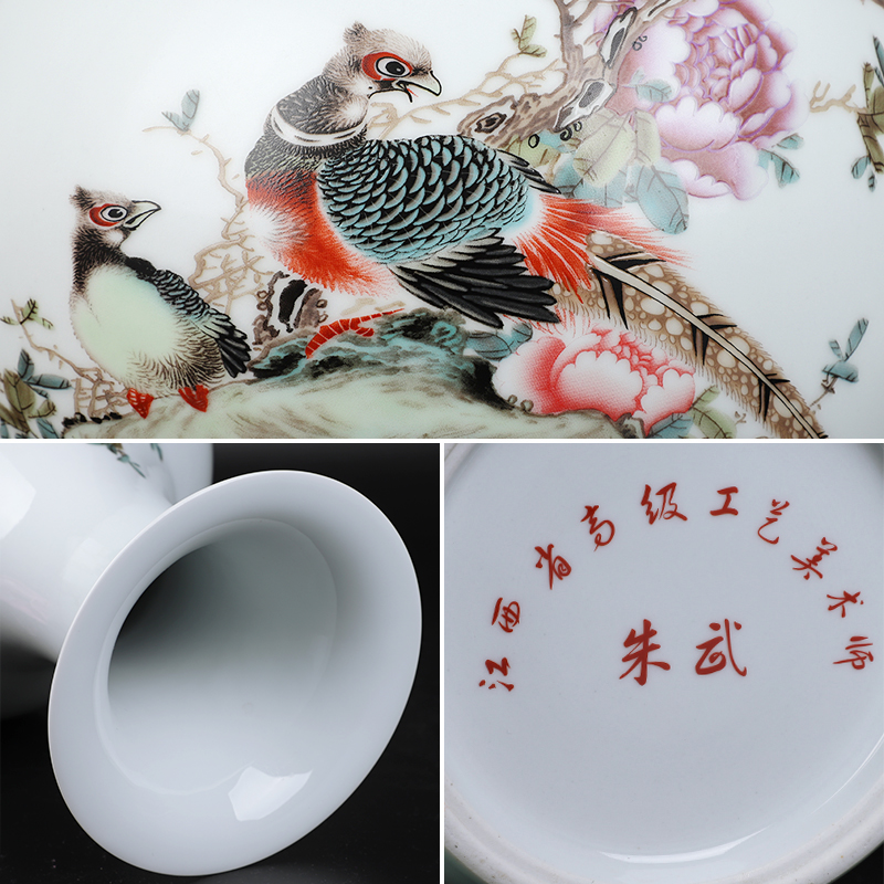 Jingdezhen ceramics vase furnishing articles pastel of the reward bottle arranging flowers sitting room TV ark, of Chinese style household decorative arts and crafts