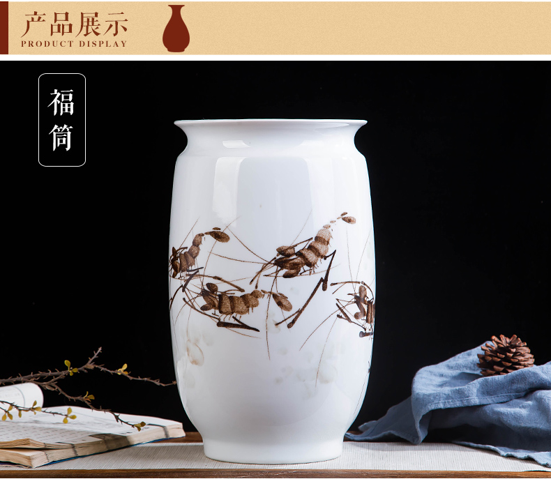 Contracted and I jingdezhen ceramics hand - made shrimp boring vase home wine cabinet office sitting room adornment is placed