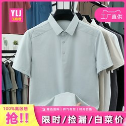 Yulinjun Short-Sleeved T-Shirt Men's Summer New Ice Silk Polo Shirt Business Casual Loose Large Size Daddy Top