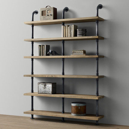 Industrial Wind LOFT Retro Balcony Solid Wood Shelf Plumbing Display Display Shoe Shelving Book Room Wall Disposal Partition
