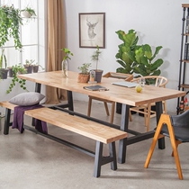 American vintage Wrought iron solid wood Coffee stop tea restaurant table and chair Office desk Bar table workbench Rectangular dining table