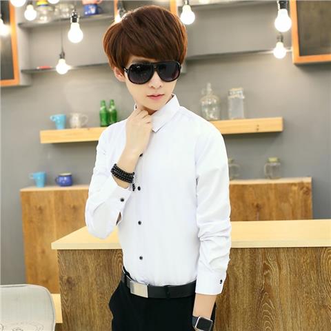 Áo sơ mi nam Qiuyi thủy triều nam phiên bản Hàn Quốc mùa hè tự canh mỏng phần giản dị áo sơ mi dài tay màu rắn miễn phí ủi áo đầm áo sơ mi nam cổ tàu