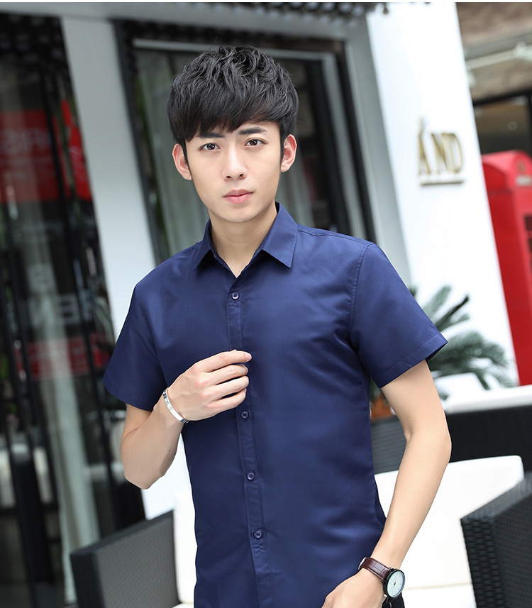 9.9 Mùa Hè Mỏng Áo Sơ Mi Nam Ngắn Tay Áo Kinh Doanh Màu Rắn Mặc Quần Áo Miễn Phí Hot Ánh Sáng Màu Xanh Ngắn Lót Bán Buôn Áo Sơ Mi Trắng áo sơ mi jean nam