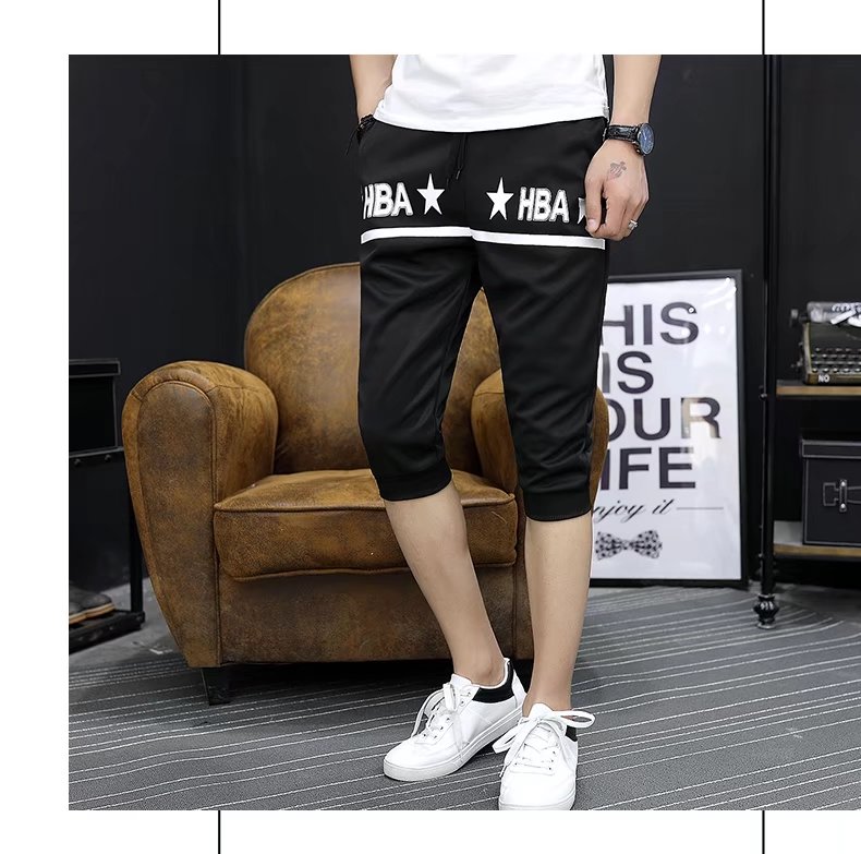 9.9 包邮 quần nam Hàn Quốc phiên bản của xu hướng của Slim feet casual 7 quần nam năm điểm ống túm quần short mùa hè