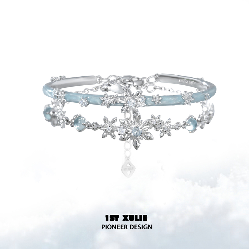 1Stxulie Snowflake Bracelet Original Niche Design High-End Cool Style Couple Bracelet Sweet and Cool Bracelet New Model 1Stxulie Snowflake Bracelet Original Niche Design High-End Cool Style Couple Bracelet Sweet and Cool Bracelet New Model