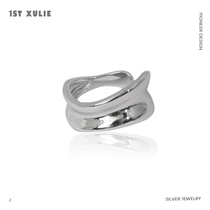 1STXULIE sterling silver ring niche design temperament glossy cold style simple and versatile mens and womens open ring