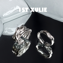 1STXULIE niche design 925 sterling silver ring simple cold wind texture dark open female food ring