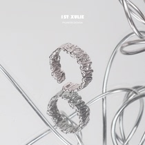 1ST XULIE925 Sterling Silver Niche Ring Winding Texture Dark Cold Wind Versatile Opening Mens and Womens Ring