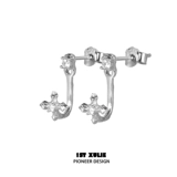 Небольшой цирконий, дизайнерские серьги, серебро 925 пробы, изысканный стиль