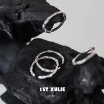 1STXULIE niche design 925 sterling silver ring simple cold wind ins tin foil texture fine plain ring female index finger