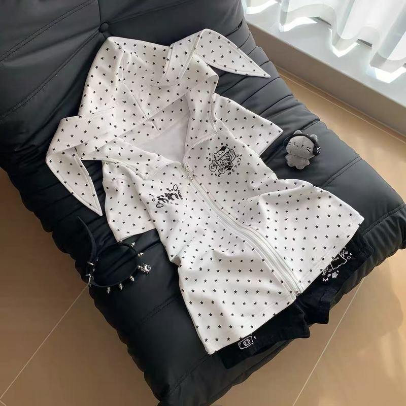 Japanese Y2K Star Bunny Ears Hooded Casual Cute Subculture Zipper Sweatshirt Jacket Spring and Summer Short-Sleeved T-Shirt Japanese Y2K Star Bunny Ears Hooded Casual Cute Subculture Zipper Sweatshirt Jacket Spring and Summer Short-Sleeved T-Shirt