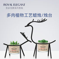 Nordic Candlestick Candle simulation fleshy candle Wrought iron candlestick Home decoration ornaments Holiday gift Elk