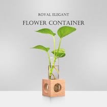 Creative solid wood flower arrangement Wooden ornaments Coffee restaurant decoration desktop flower vase hydroponic small vase Empty phoenix base