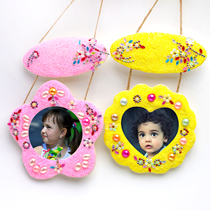 White Germ Wooden Photo Frame Material Bag Pearl Clay Snowflake Clay Mold Diy Woody Model Children Hand