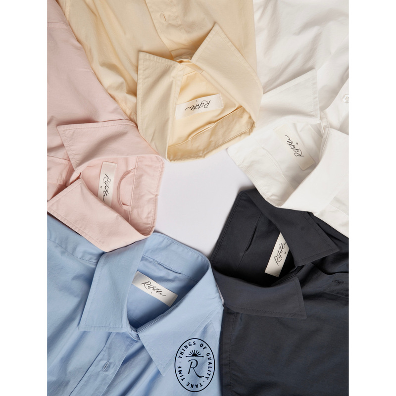 Retolde 25-43 Japanese Omi Sun-Dried Cotton Craftsmanship Basic Casual Long-Sleeve Shirt 5 Colors