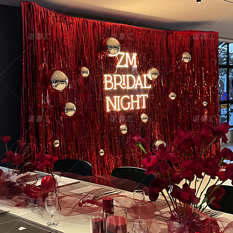 Red Sequin Tassel Rain Curtain New Year's Day Background Wall Atmosphere Decoration Festive Wedding Party Stage Layout