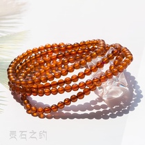 Lingshi about Orange garnet bracelet purple tooth black body natural crystal female three circle multi-Circle Bracelet accessories