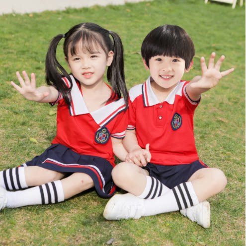 College Wind Kindergarten Garden clothes Short sleeves Two sets 12 3rd year Primary school Children's school uniforms Children's class Tide