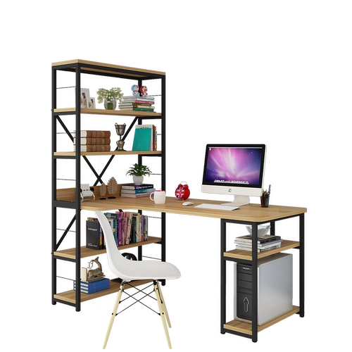 Настольный компьютерный стол домашний офис офис Углотный стол для студенческого стола Поворот стола с интегральным столом книжного шкафа