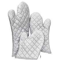 Silver high temperature resistant insulation gloves thickened and lengthened oven microwave oven with heat-proof and anti-scalding kitchen baking tools