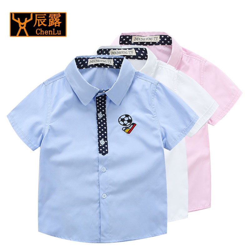 Boys' short-sleeved shirts new middle and big children's baby clothes casual children's school uniforms children's performance clothes for girls