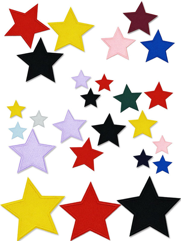 Multi-Color Five-Pointed Star Embroidery Small and Large Fabric Patches for Clothing, Shoes, Hats, Decorative Appliques, Patches, Cloth Patches, Clothing Badges
