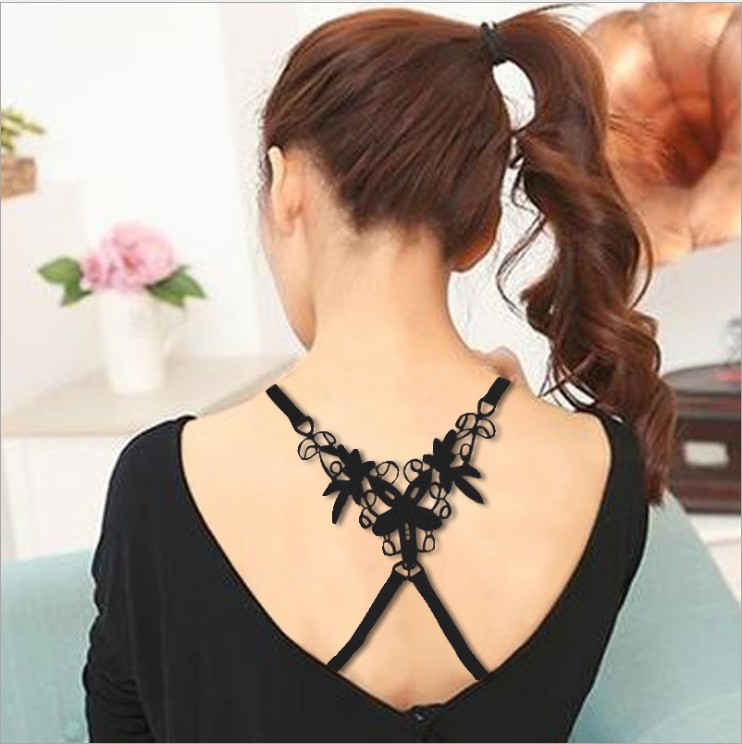 Vai openwork ren hoa áo ngực với dây đeo đồ lót vô hình dây đeo vai phụ kiện phụ nữ ren chéo đẹp trở lại treo cổ - Vai tráng dây áo trong