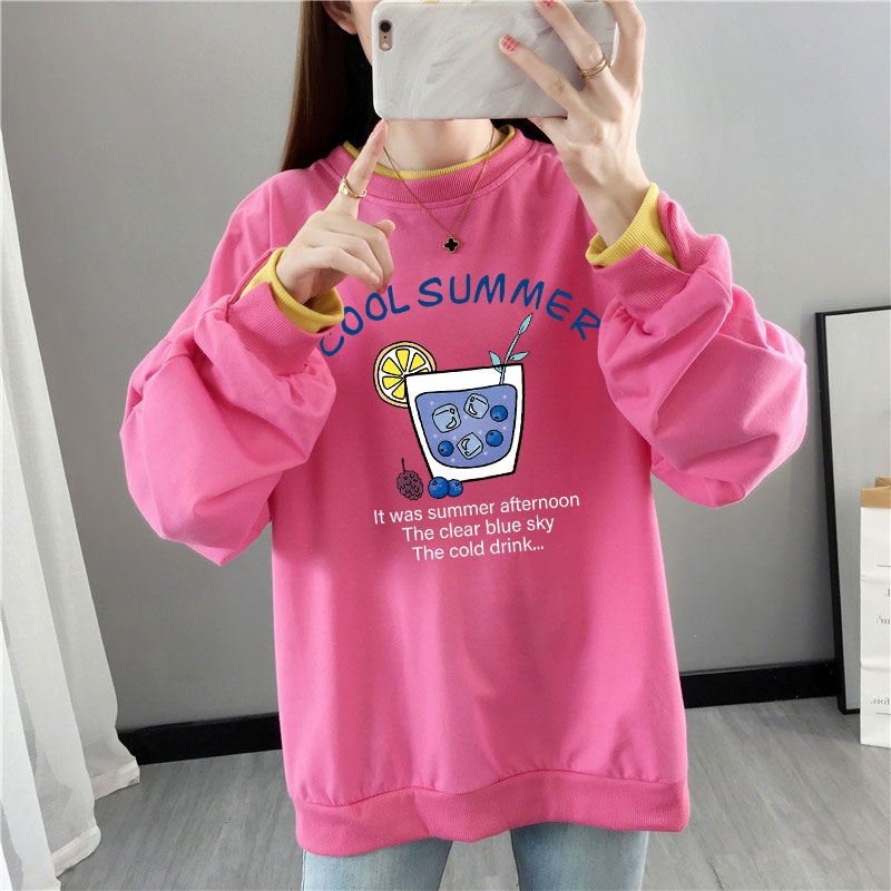 Cotton gestational woman dress 2021 Spring and autumn Korean version Long sleeves fake Two round collar loose for overweight fashion Clothing Female Boomer