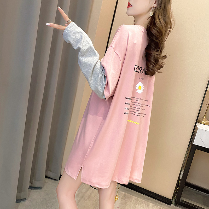 2022 autumn new maternity clothes personality trendy mom ins fake two pieces loose large size long-sleeved T-shirt female autumn