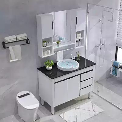 Floor-standing bathroom cabinet combination small apartment washbasin toilet toilet cabinet