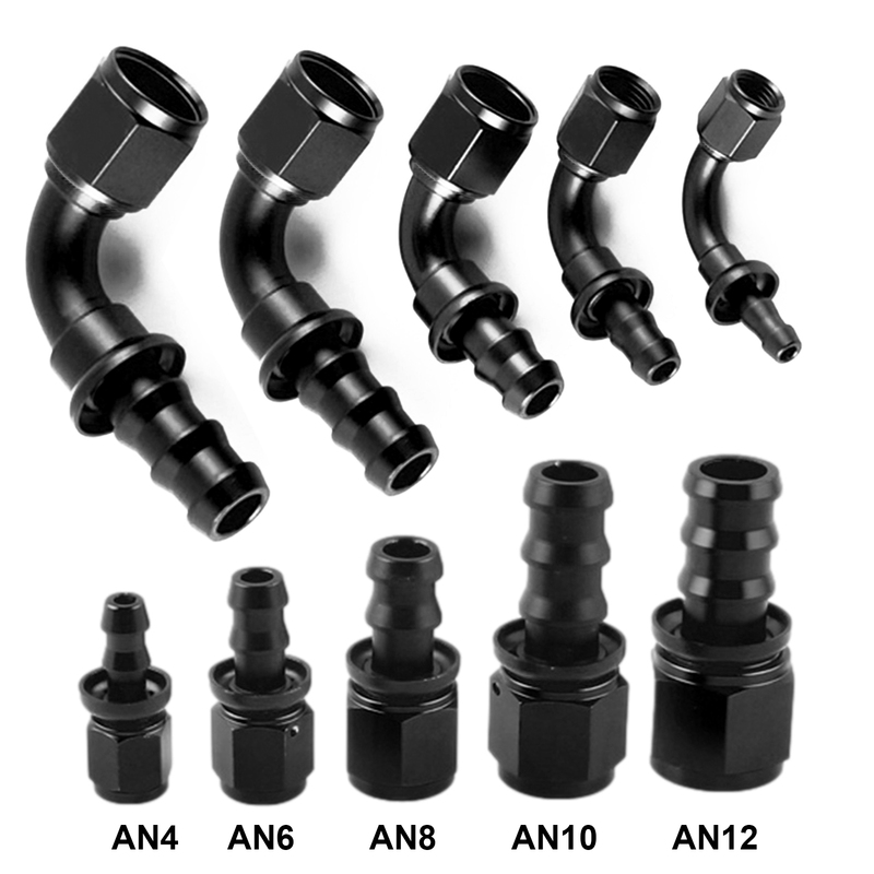 Car Modification Pagoda-Type Inverted Connector Oil Cooling Pipe Head An4 6 8 10 12 Inverted Hook Black Aluminum