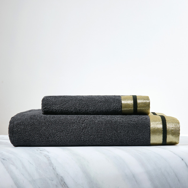 High-End Silver Silk Satin Aksu Long-Staple Cotton Towel Face Towel Is Very Thick, Fluffy, Soft, and Absorbent, Large Bath Towel 750g