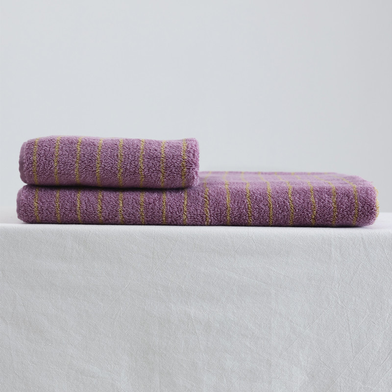 Nordic Danish Purple and Yellow Striped Towel Face Towel Minimalist 32-Count Combed Cotton Large Bath Towel 70*140cm Soft and Thick