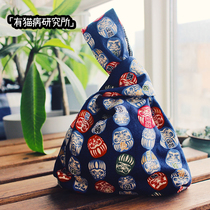 Owners hand made Japanese Dharma wrist bag and wind set knot hot plant surrounding hand bag Japanese cat Japan