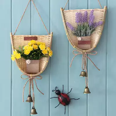 Pastoral bamboo weaving simulation plant wind bell wall decoration creative home wall decoration wall decoration shop pendant