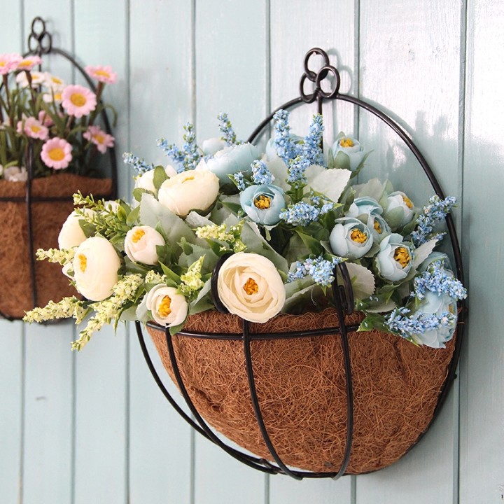Creative Wrought iron flower basket wall plant clothing store Bar wall pendant Bedroom decoration Wall wall decoration Wall decoration