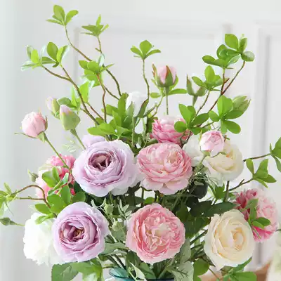 Special price Single rose Brazilian rose simulation flower silk fabric fake flower Living room dining table Floor decoration flower bouquet