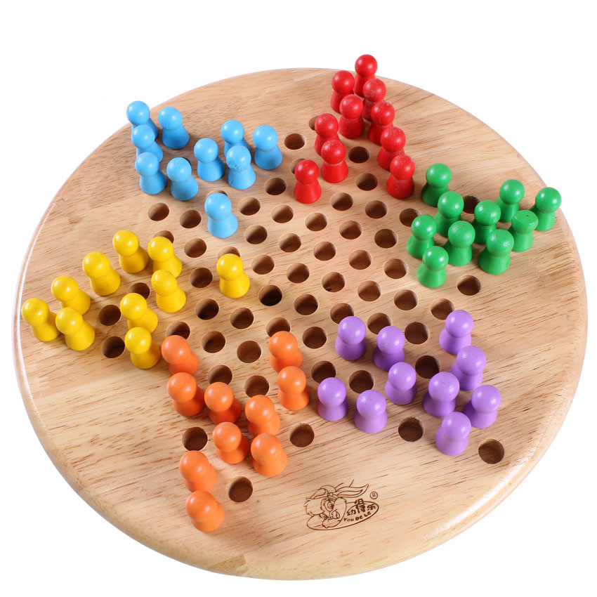 Boutique wood chess Chess five - chick wooden six - color two - in - one children table games toys