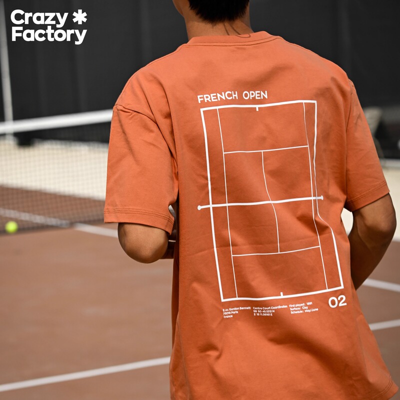 French Open Style Tennis Print Short-Sleeved Sorona Quick-Drying Summer Stretchy Cool Sportswear Roland Garros