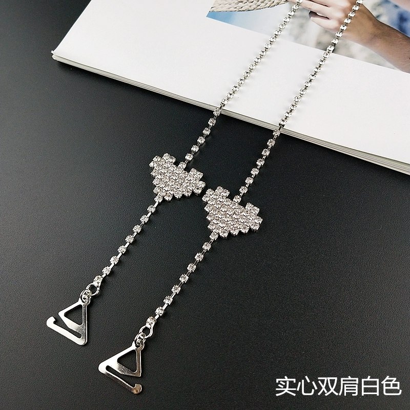 Thời trang gợi cảm rhinestone dây đeo kim loại đồ lót kim cương với áo ngực trong suốt pha lê với vai điều chỉnh vô hình dây áo trong