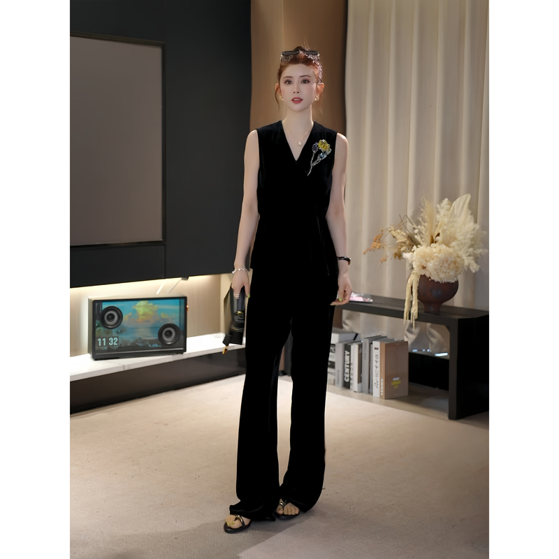 Ah Double Asfo【Moyan】100% Mulberry Silk French Elastic Waist Velvet Casual Straight Pants for Women Xxk01464 Ah Double Asfo【Moyan】100% Mulberry Silk French Elastic Waist Velvet Casual Straight Pants for Women Xxk01464