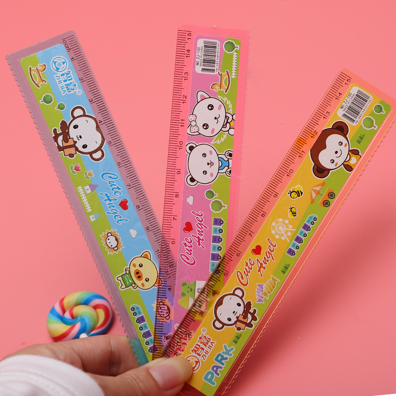 Creative cartoon ruler cute wave plastic ruler 15cm measuring tool elementary school students ruler custom LOGO