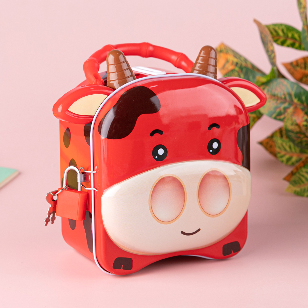 Piggy bank children's anti-fall net red iron coin storage tank Creative girl change piggy bank cartoon coin storage box