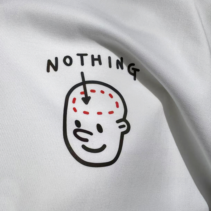 My Mind Is Blank |   Fun Cartoon Print T-Shirt for Men, Pure Cotton, Loose Short-Sleeved, Simple Base Shirt for Women, Round Neck Half-Sleeve.