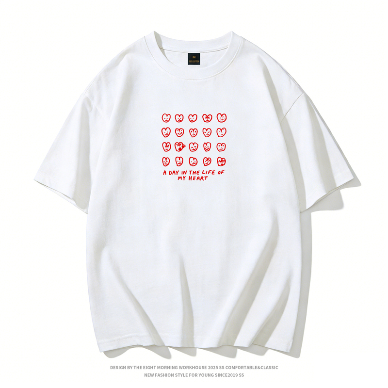 My Daily Heartbeat | Unique and Interesting Heart Print Short-Sleeve Men's Pure Cotton Loose T-Shirt Women's Half-Sleeve Base Shirt My Daily Heartbeat | Unique and Interesting Heart Print Short-Sleeve Men's Pure Cotton Loose T-Shirt Women's Half-Sleeve Base Shirt