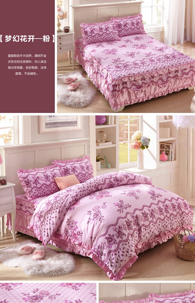 Bông mền độn giường ngủ váy đơn mảnh bông xù giường loại váy ngủ trượt bảo vệ bao gồm giường tạp dề giường váy