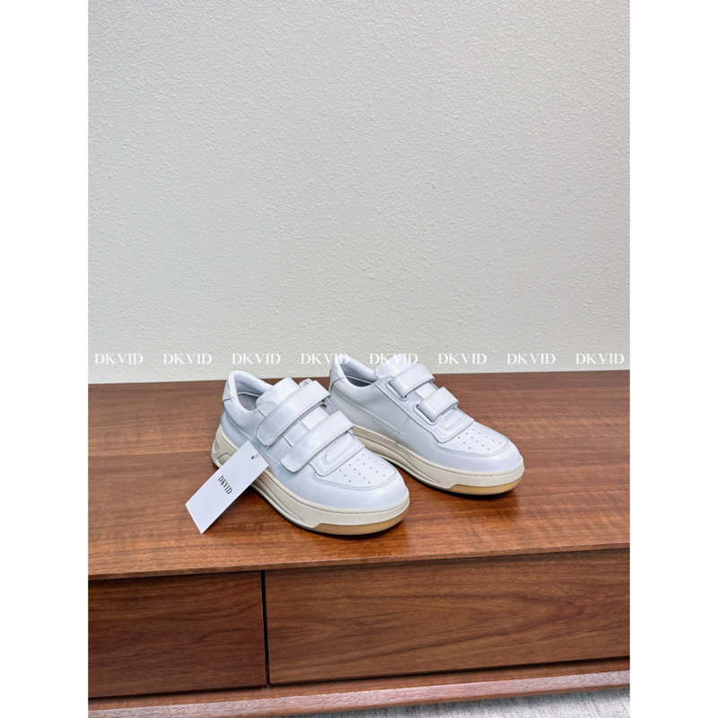 Dkvid Channel Goods/ Highest Quality New Metal Back Tag Genuine Leather Thick-Soled Velcro Casual White Shoes