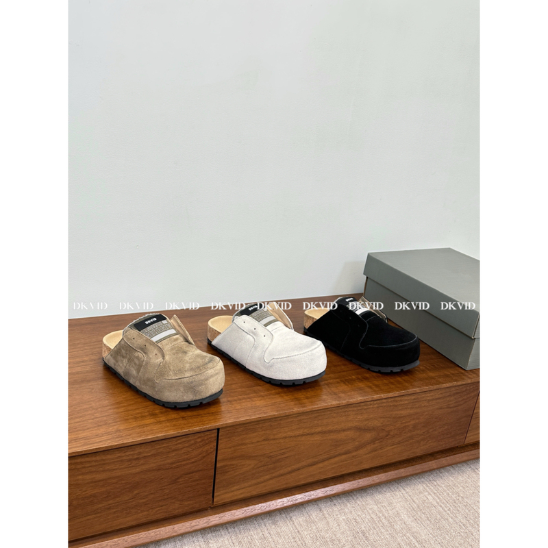 Dkvid Premium Model_ Distressed Style Couple's Thick-Soled Closed-Toe Birkenstock Half-Slipper Mules