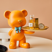 Violent small bear entrance door key to door key containing swing piece living room tea table tray table tray Joe relocating new residence gift