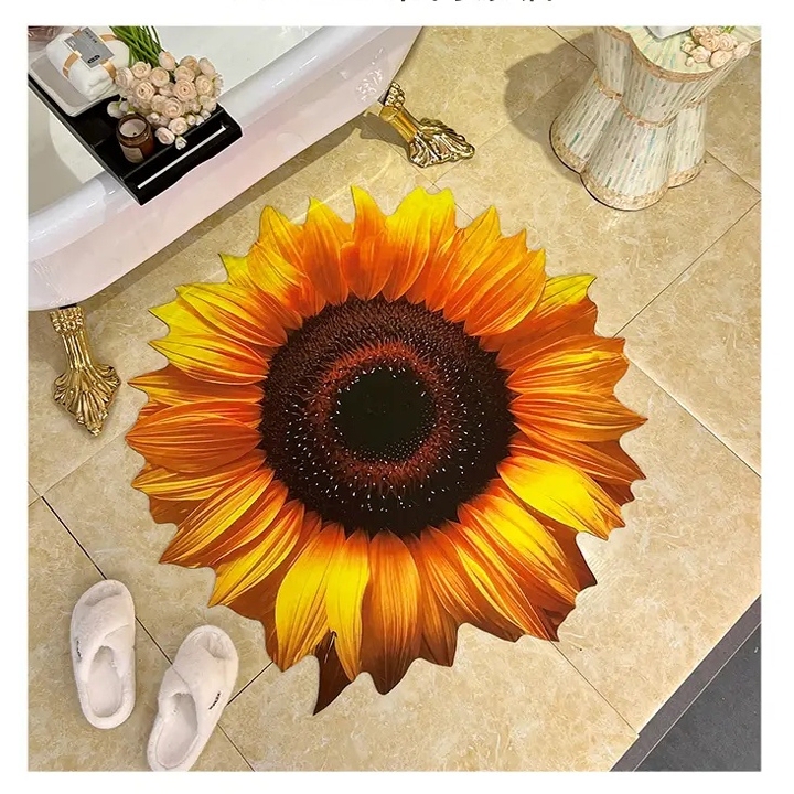 3D Stereo Sunflower Absorbent Mat, Creative Floral Sunflower Floor Mat, Diatom Mud Bathroom Quick-Drying Non-Slip Anti-Scalding Mat 3D Stereo Sunflower Absorbent Mat, Creative Floral Sunflower Floor Mat, Diatom Mud Bathroom Quick-Drying Non-Slip Anti-Scalding Mat